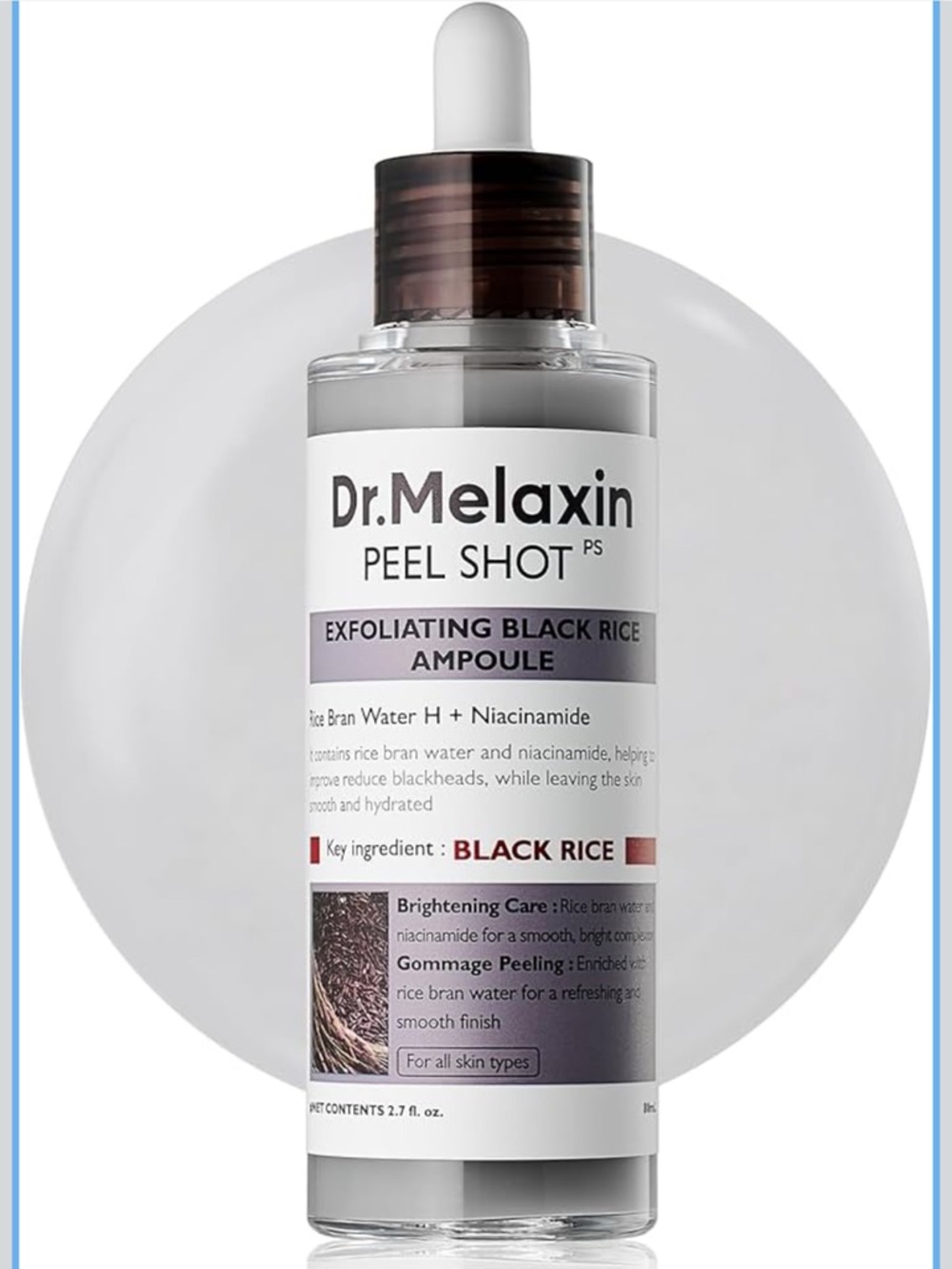 Dr. Melaxin Peel Shot Exfoliating Black Rice Ampoule - White & Brown